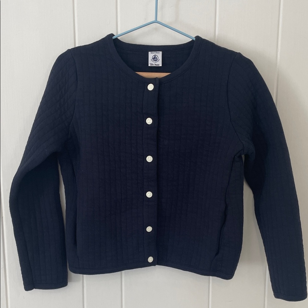 Petit Bateau Dark Navy Quilted Button Cardigan